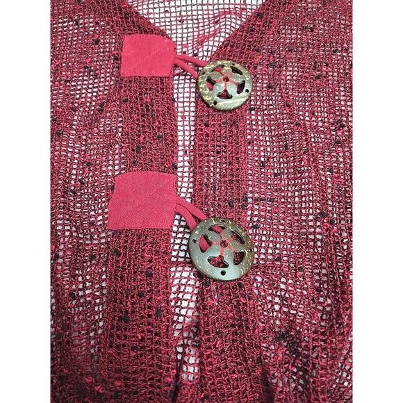 Kaktus Crochet Net Mesh Asymmetrical Burgandy Vest Top Size L Hippie Fairy - Picture 6 of 9